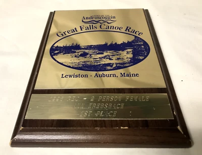 GREAT FALLS CANOE RACE PLAQUE CITIES OF THE ANDROSCOGGIN - LEWISTON AUBURN MAINE - Image 1 of 4