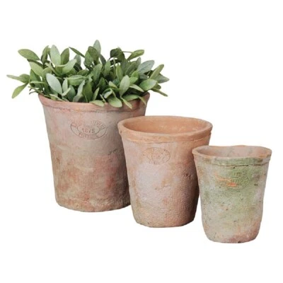 Aged Terracotta Blumentopf 3er Set Übertopf Umtopf rund - Bild 1 von 2
