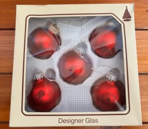 Vintage Deutscher Christbaumschmuck Glasschmuck Rot Kugeln 5er Set - Bild 1 von 5
