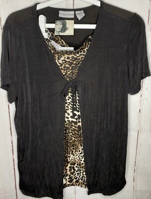 JACLYN SMITH гепард печать блузка Midi юбка 2 изделия комплект черный животное большой новый - Изображение 1 из 4