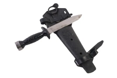 Vintage Aqua Lung Sea Hawk Japan US Divers Co Scuba Diving Knife Black W/ Sheath - Image 1 of 4