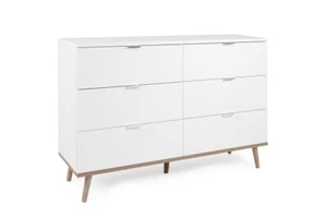 Kommode Sideboard Anrihte Schubladen Skandinavisch weiß Eiche massiv 120 cm - Bild 1 von 4