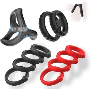 10PCS Cock Ring Adjustable Super Strong Stay Harder Penis Rings Cockring for Men - Picture 1 of 12