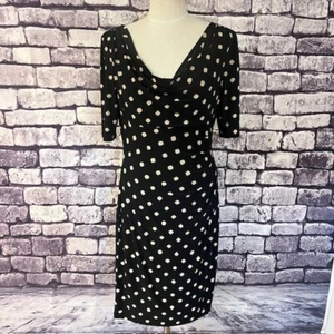 Lauren Ralph Lauren Black & Khaki Draped Neck Dress Size 10 - Picture 1 of 9