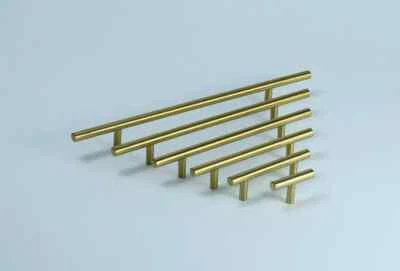 Door Kitchen Handles Cabinet Cupboard Drawer Handle Pull T Bar Uk Brushed Steel  - Image 1 of 4