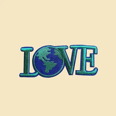 Iron-On Large Love Earth Embroidered Patch/DIY Appliqué Badge/Earth Lover Gift - Image 1 of 2