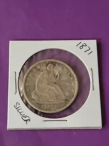 1871 S 50c Seated Liberty Half Dollar San Francisco - Picture 1 of 17
