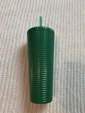 NEW w/ Tag/Sticker Large Green Grid Plastic Tumbler w/ Straw, 24.5 fl. oz.
