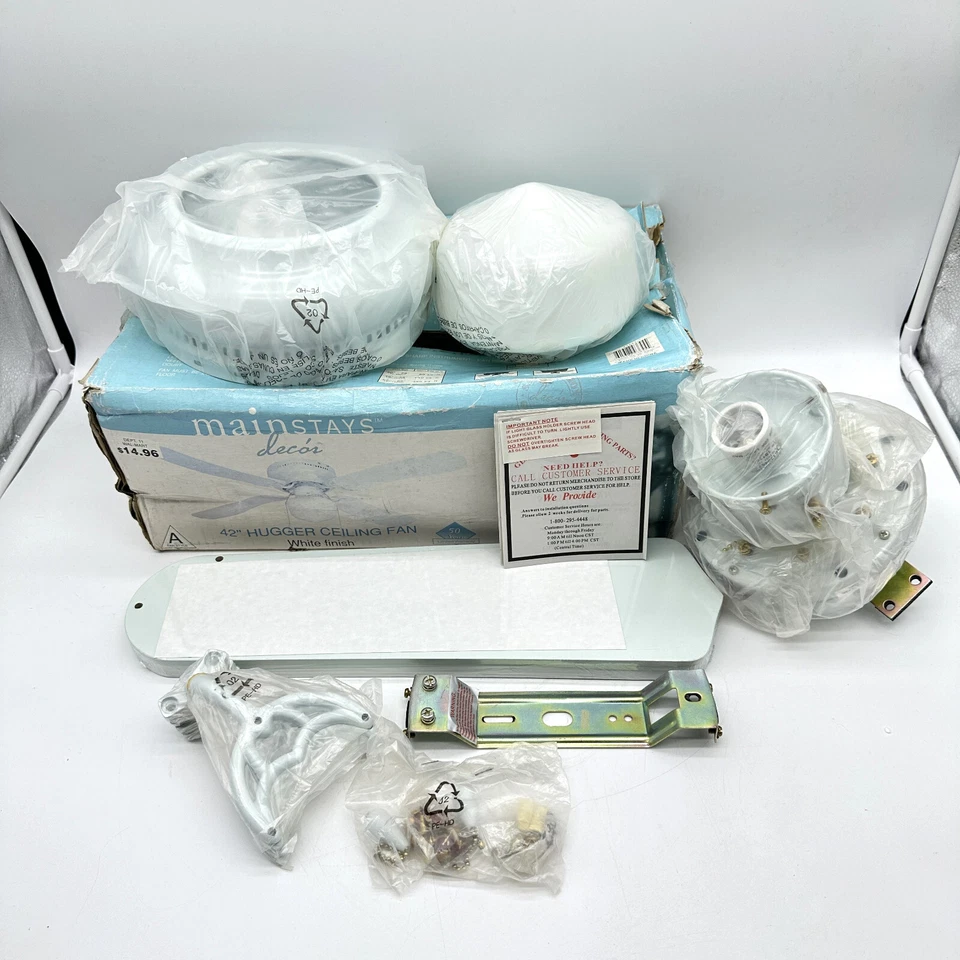 (Open Box) Mainstays 42" Hugger Ceiling Fan With Light White Finish 4 Blades - Image 1 of 4