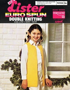 ~ Vintage 1970s Lister Crochet Pattern For Girl's Edge-To-Edge Waistcoat ~ - Picture 1 of 1