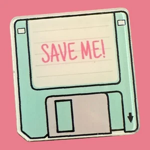 Retro 70 80 90s Floppy Disk Save Me Pastel Computer It Brooch Pin Quirky - Picture 1 of 5