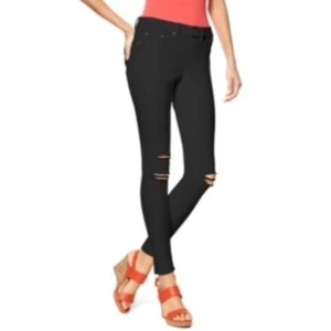 HUE Ripped Knee Denim Legging - Black L NWT MSRP $48 - Picture 1 of 8