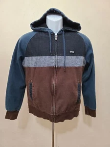 RVCA Zipper Hoodie Color Block Stripes Brown Blue Small Sm S - Picture 1 of 5