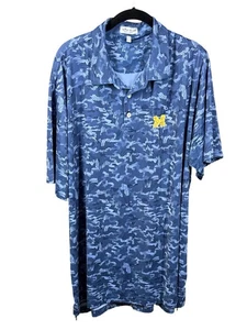 Peter Millar Summer Comfort Michigan Golf Shirt Herren XXL Blue Leaf Camo - Bild 1 von 3