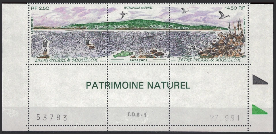 SPM St Pierre & Miquelon 1991 - Landscape, triptych Bottom Margin Date - MNH VF - Image 1 of 1