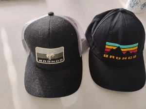  2 Ford Bronco Logo Trucks Adj. Snapback Patch Hat Mesh Backed. Gray Trucker - Picture 1 of 10