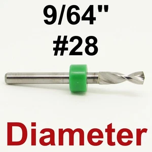 9/64 .1406" #28 Drill Bit 1/8" Shank Solid Carbide One Piece - R/S - Picture 1 of 4