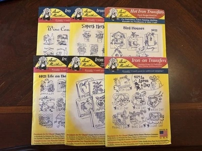 Lot of 6 AUNT MARTHA’S New UNCUT Embroidery Pattern Transfers- DotW, Farm, Herbs - Image 1 of 4