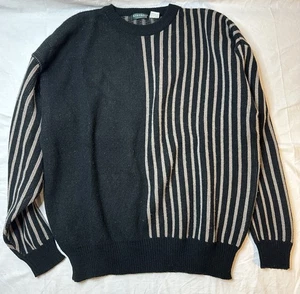 VTG 80s Stefano Man Acrylic Sweater Men’s XL Black Brown Stripe Grunge Skate - Picture 1 of 17