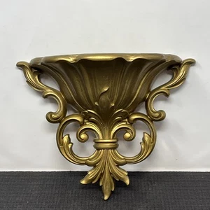 Vintage HOMCO 4446 Gold Wall Planter Pocket Baroque Decor Plastic 10x4x8 Mcm - Picture 1 of 10