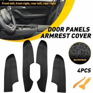 Fits Nissan Rogue 2014-2020 Black Interior Door Panels Armrest Leather Cover - Picture 1 of 13