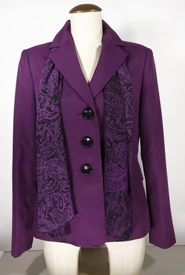Blazer Chaqueta Púrpura GLORIA VANDERBILT De Colección con Bufanda a Juego - Para Mujer Talla 6 Foto 1 de 4