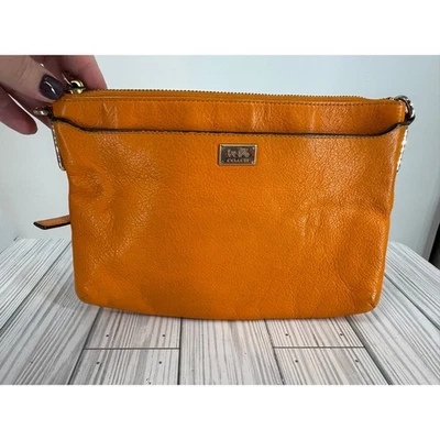 Coach Madison Pebbled Leather Crossbody Bag Orange Mandarin Purse Handbag - Image 1 of 4