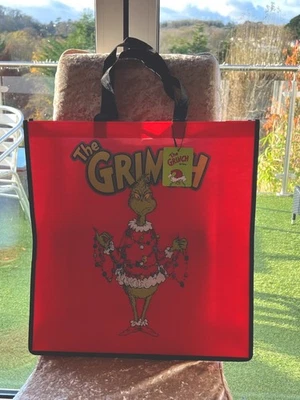 PRIMARK Grinch Red Xmas Reusable Tote Bag Large, Grinch Picture Both Sides, New With Tag