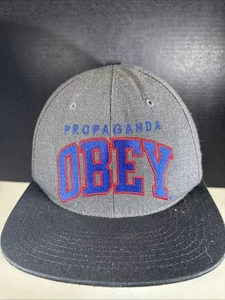 Obey Propaganda Gray Black Adjustable Snapback Flat Bill Cap / Hat - Picture 1 of 9