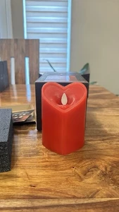 Luminara Candle - Heart Shaped Pillar - True Red - 3.5" x 4.8" - Picture 1 of 6