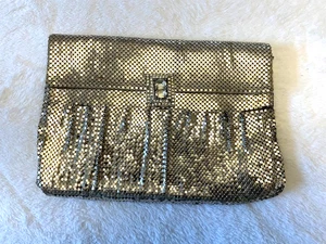 WHITING & DAVIS SILVER MESH 1950'S EVENING PURSE/CLUTCH VINTAGE RHINESTONE LOCK - Picture 1 of 3
