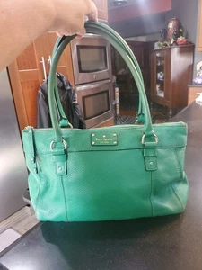 Vintage Kate Spade New York Pebbled Green Leather - Picture 1 of 14