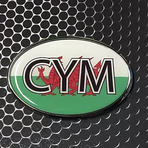 WALES Oval Flag CHROME Emblem Proud Car OVAL Domed sticker 3D 3.25"x 2.25" CYMRU - Imagen 1 de 6