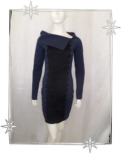 D - Robe Ajustée Fantaisie Bleu Noir  Cop Copine Modèle  Suwa Taille 36 - Imagen 1 de 12