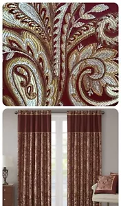 Madison Park Aubrey Jacquard Curtain Panel Pair 50" x 95" ❤️ Burgundy - Picture 1 of 6