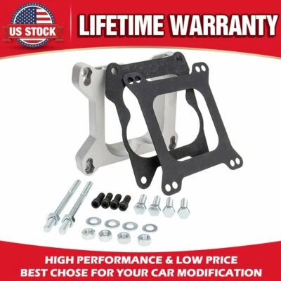 Adaptador de carburador de aluminio Edelbrock 1932 de cuatro agujeros de diámetro cuadrado a diámetro extendido Foto 1 de 4