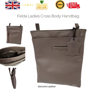 Real Leather Soft Felda Ladies Genuine Leather Cross Body Bag Adj Shoulder Strap - Picture 1 of 6