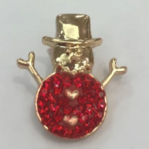 18mm Snap Bead - Gold Metal Snowman with RED Crystals - Christmas - Picture 1 of 1