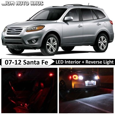Paquete de bombilla interior + luces LED inversas rojas para Hyundai Santa Fe 2007-2012 Foto 1 de 4