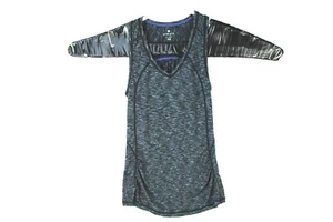 Athleta XXS Gray/Purple Sleeveless Long Loose Fit Tank Top Zip Pocket - Picture 1 of 3