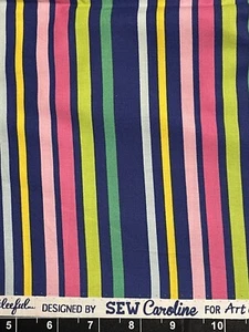 Tina Scrap 9"x21" Stripe Pastel Sew Caroline Easter Colorful Cotton Fabric - Picture 1 of 1