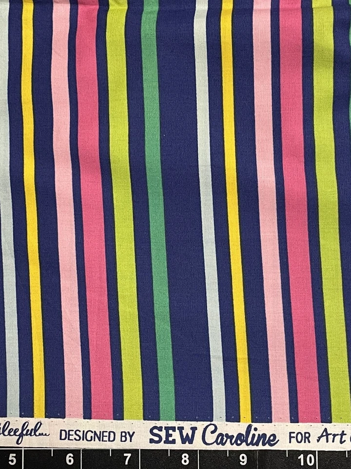 Tina Scrap 9"x21" Stripe Pastel Sew Caroline Easter Colorful Cotton Fabric - Image 1 of 1