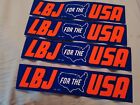 Lyndon Johnson LBJ For The USA Bumper Sticker Strip Election Lot Of 4