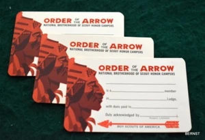 BOY SCOUT - 3 ORDER OF THE ARROW MEMBERSHIP UNUSED - FREE SHIPPING - Picture 1 of 3