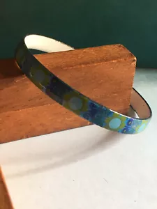 Vintage Retro Bracelet Bangle Floral en Email Emailllé Vert Bleu - Bild 1 von 4