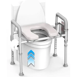 Agrish Sedile WC Rialzato Imbottito con Maniglie Capacità 350 libbre Regolabile per Sen - Foto 1 di 9
