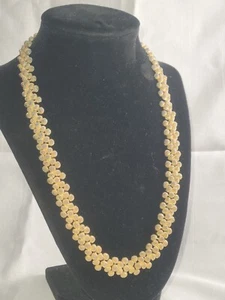 Vintage Cannetille Style Collar Necklace Brilliant Gold Tone Color Snap Closure - Picture 1 of 6