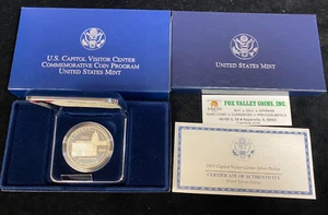 2001-P U.S. CAPITOL VISITOR CENTER PROOF SILVER DOLLAR COMMEMORATIVE OGP+COA! - Picture 1 of 4