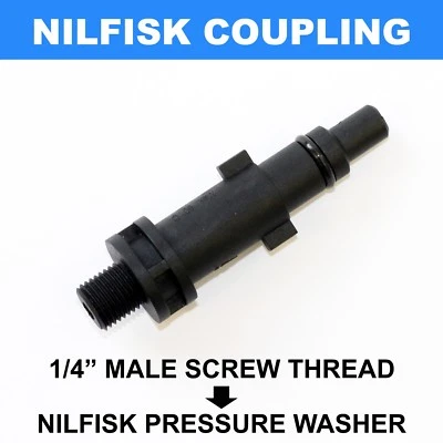 KIAM PRODUCTS Nilfisk Alto Pressure Washer Adapter Bayonet Connector to 1/4" Male Screw thread