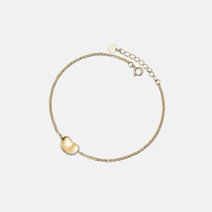 Dainty Gold Bean Charm Bracelet in 925 Sterling Silver - Picture 1 of 10